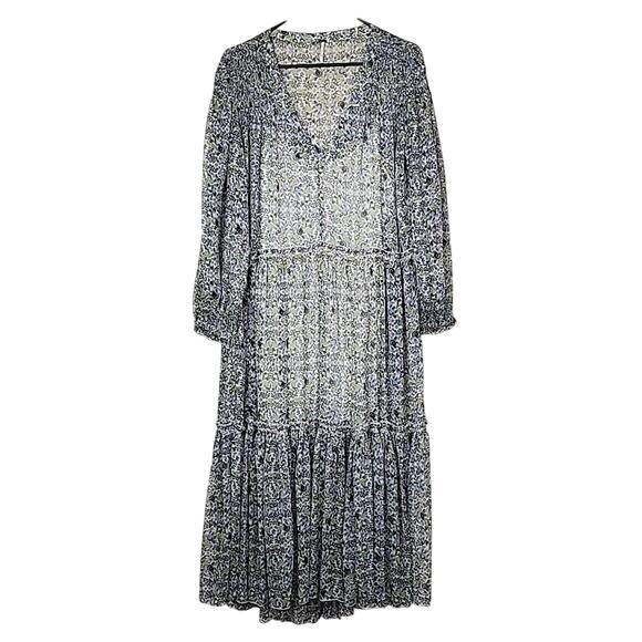 Free People Smocked Shoulder Midi Dress - Picture 2 of 6
